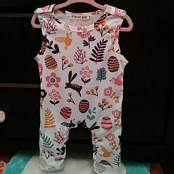 floral pig romper